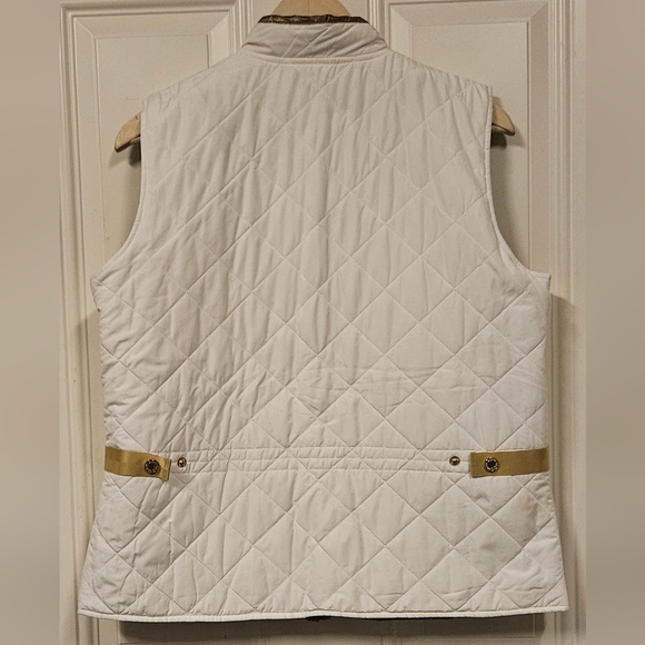 Lauren by Ralph Lauren Metallic gold white Reversible Quilted Vest size L - Picture 11 of 16